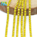 Best Selling Citrine Color Rhinestone Dense Cup Diamante Chain Trim By The Yard for Shoes, G0107